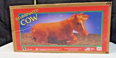 Vintage General Foam Illuminated Cow Christmas Blow Mold With Box New Old Stock - Image 1 of 4