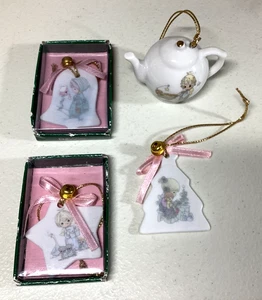 Vintage Precious Moments Miniature Christmas Ornaments 1992 Lot Of 4 Porcelain - Picture 1 of 5