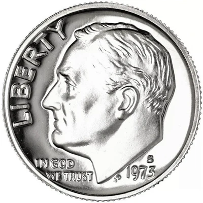 1973 S Roosevelt Dime Clad Proof Coin Pulled From Mint Proof Sets - Image 1 of 4