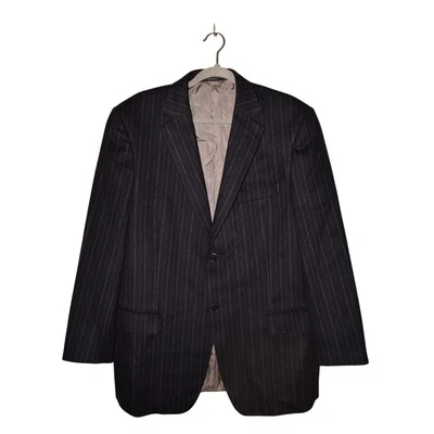 Z ZEGNA $3990 Navy Chalk Stripe Wool Angora Two Button Sport Coat Men's 52R - Image 1 of 4