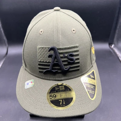 New Era 5950 7 1/4 Fitted Green MLB Oakland A’s Armed Forces Day On-Field Hat - Image 1 of 4