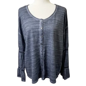 Style & Co Damen Top S Blau Stufen Glockenärmel Knopfleiste Boho Bauern Neu ohne Etikett - Bild 1 von 12