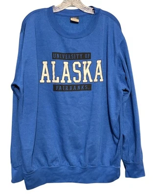 Sudadera University Of Alaska Fairbanks cuello redondo XL MV azul deportivo Foto 1 de 4