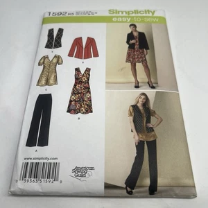 Simplicity Sewing Pattern 1592 Ladies Pants Dress Tunic Jacket Vest Size 8-16 UC - Picture 1 of 6