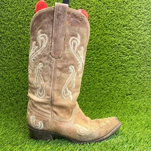 Corral Embroidery Cowgirl Womens Size 7.5M Brown Outdoor Leather Western Boots - Picture 1 of 11