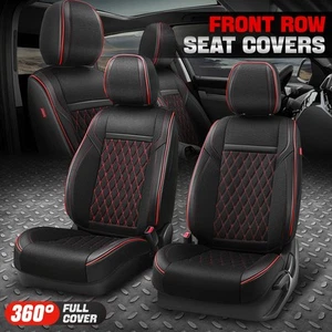 Diamond Black Fabric Leatherette Front Row Seat Cover Cushion 2PCS Red Stitch - Bild 1 von 8