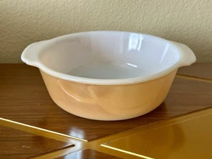 Vintage 8”. Fire King Peach Lustre Round Casserole Dish Reverse Logo 2Qt - Picture 1 of 7