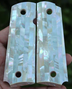 Empuñadura Colt 1911 tamaño completo Government S&W Ruger Taurus Kimber genuina blanca perla - Imagen 1 de 24