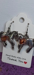 Pendientes DERBY HORSE de cristal marrón claro/swarovski ganchos de acero hechos a mano s. - Imagen 1 de 2