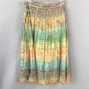 Vintage David Meister Skirt Womens 2 Blue Yellow Ombre Sparkle Gold Fairy Artsy - Picture 1 of 23
