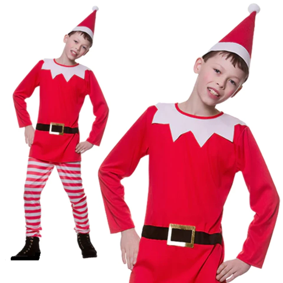 WICKED Kids Elf Costume Boys Girls Elves Fancy Dress Outfit Nativity Age 3-13