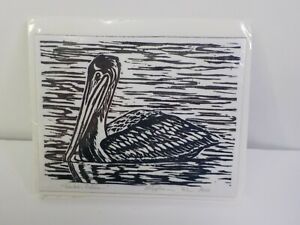 Art magnétique d'un bloc original imprimé Harbor Pelican signé