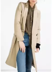 Zara Women's Beige/ Tag Linen Double Breasted Trench Coat Jacket Size Medium - Picture 1 of 7
