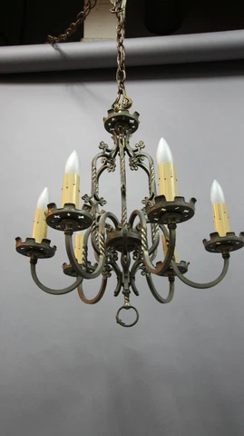 Spanish Revival English Tudor Chandelier Light Pewter Finish 6 Lights (13009) Cover