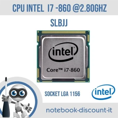 Processore Intel i7-860 @ 2.80Ghz  SLBJJ  Cpu per PC DESKTOP Scoket CPU LGA 1156 - Immagine 1 di 3