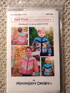Morning Glory Designs Half Pints Jackets Boys And Girls Pattern Quilt Size 2 - 6 - Picture 1 of 2