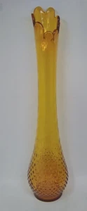 MCM Mid Century Gold Amber Glass Swung vase Hobnail 20.5" Tall - Picture 1 of 4