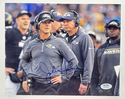JOHN HARBAUGH BALTIMORE RAVENS SIGNED AUTOGRAPH 8X10 PHOTO PSA/DNA COA - Image 1 of 3