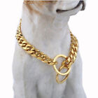 Gold Dog Collar Stainless Steel Cuban Chain Small Medium Dog Outdoor Walk Chain
