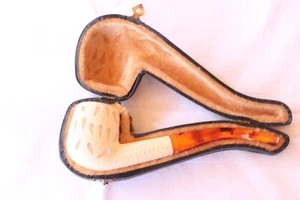 Pipa, Pipe Pipa pipa de espuma de mar de bloque real Half Bent, sin filtro - Imagen 1 de 7