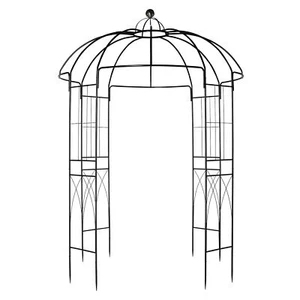 207*207*270cm Courtyard Wrought Iron Gazebo Iron Arch Black - Picture 1 of 8