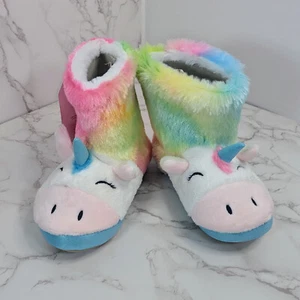 NUOVE pantofole con stivali unicorno Totes Toasties per bambini taglia 13-1 pastello arcobaleno - Foto 1 di 8
