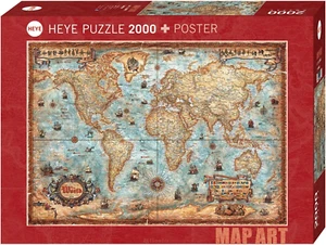 HEYE PUZZLE 2000 PEZZI + POSTER MAP ART THE WORLD 97x69cm ART 29845 - Foto 1 di 1
