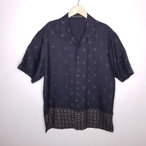 Vintage BARACUTA Hemd Herren MEDIUM Hawaii Aloha Seide Kurzarm Schwarz Gold - Bild 1 von 17