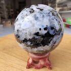 565G Large White Rainbow Moonstone Crystal Sphere Rare Quartz Ball Healing