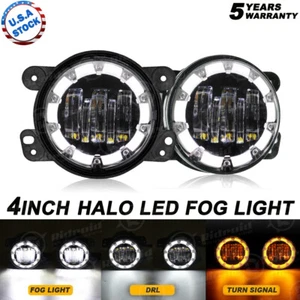 4inch LED Fog Lights DRL Halo Angel Eyes Driving Lamp for Jeep Wrangler JK 06-18 - Picture 1 of 14