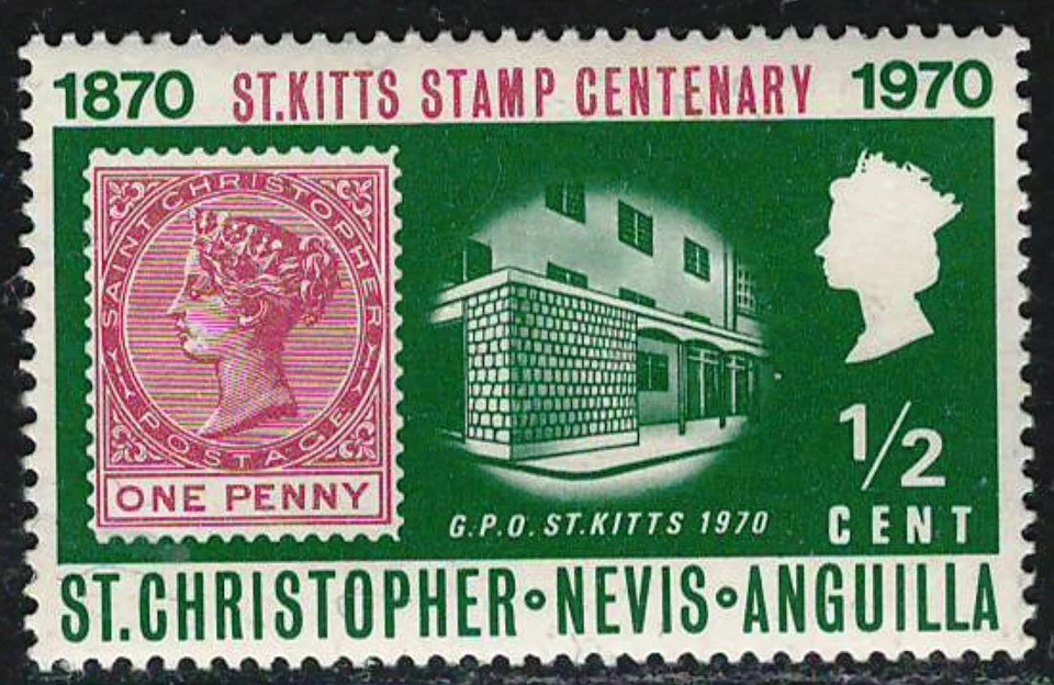 GB ST.CHRISTOPHER & NEVIS & ANGUILLA 1970 MNH Stamp 1/2c Scott# 230 Post Office - Image 1 of 1