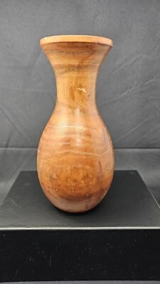 Vintage Spun Wood Vase Home Decor Dark Wood MCM - Image 1 of 4