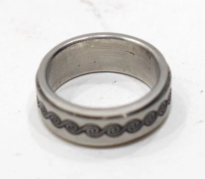 Ring Stainless Steel Etched Spinner Band Ring - Image 1 of 3