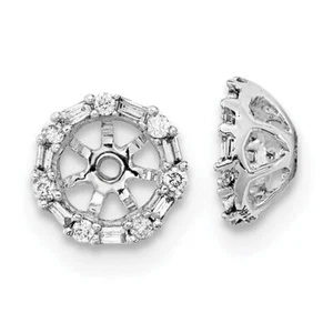 14K Solid White Gold Diamond Earring Jackets - Picture 1 of 4