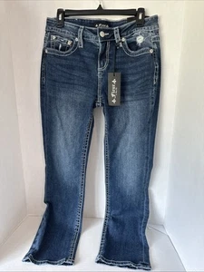Miss Me Fleur De Silver Straight Jeans 29/28 NWT - Picture 1 of 13