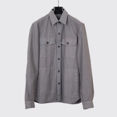Isaia Napoli Overshirt Size M Gray Cotton 4 Pocket Made in Italy - Image 1 of 4
