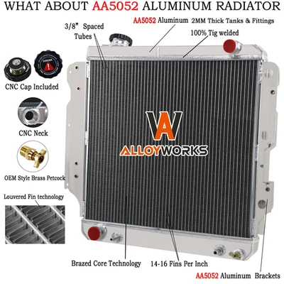 3 Row Aluminum Radiator For 1987-2006 JEEP WRANGLER TJ YJ 2.4 2.5L 4.0 4.2L US Foto 1 de 4