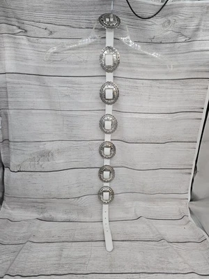 Cinturón Brighton 1993 Concho Girasol Talla Mediana Raro Cinturón Blanco #47302 Foto 1 de 4