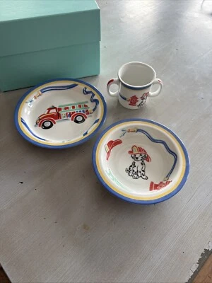Tiffany & Co Fire Station, Dalmation Childs Set Of 3 cup bowl plate Japan 2005 - Image 1 of 4