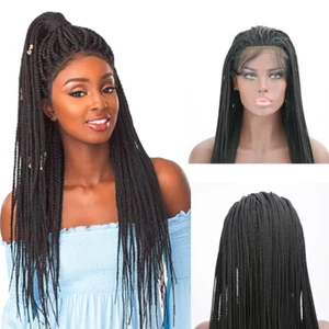 24Inch Micro Box Braids Lace Front Wig for Black Women Braids Wig with Baby Hair - Picture 1 of 10