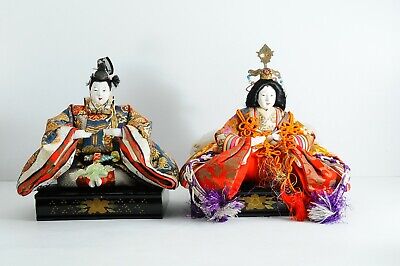 A Pair Of Vintage Japanese Hina Dolls Royal Wedding Couple Figure From Showa Era • 103$