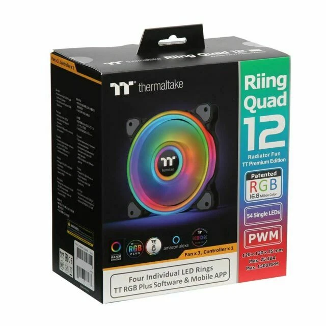 Thermaltake CLF088PL12SWB‎ 120mm Case Fan - 3 Pack