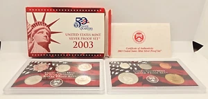 US Mint 2003 S Silver Proof Set 10 monete con scatola originale e certificato di autenticità - Foto 1 di 13