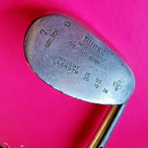 Vintage Hickory Shaft Burke 7 Niblick Iron Newark, Ohio Golf club RH C-0 Sw - Picture 1 of 6