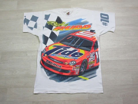 Vintage Nascar Racing AOP T Shirt Ricky Rudd size (XL) 90s Tide Promotional Car Cover