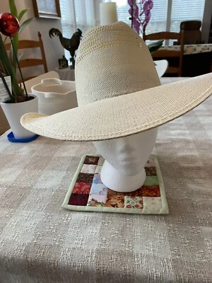 Vintage Eddy Bros. Western Cowboy Hat Bunkhouse Ivory 100% Straw Brim 4” New - Image 1 of 4