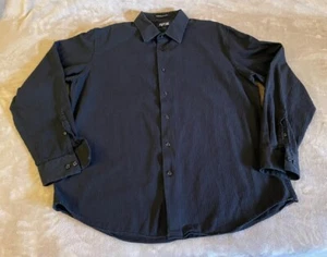 APT.9 VTG 80s EUC Men's XL Black Superfine Ribbed Long Sleeve Button-Up Shirt - Picture 1 of 7