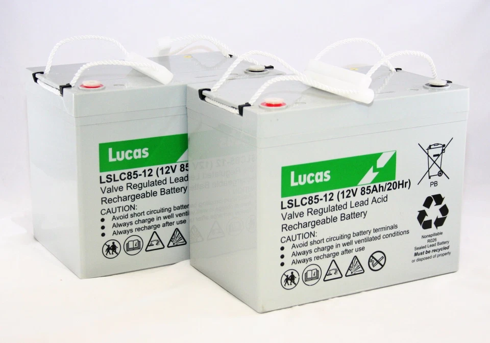2 X Lucas 85AH AGM Battery for Mobility Scooter, Wheelchair Golf Buggy (75ah) V