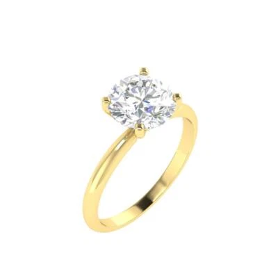 I2 J 1.56 Carat Round Diamond Solitaire Engagement Ring Prong Set 14K Solid Gold - Image 1 of 4