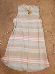 Woolrich Medium M Shirt Dress Glenview Striped Aztec Cotton Sleeveless NWT - Picture 1 of 4